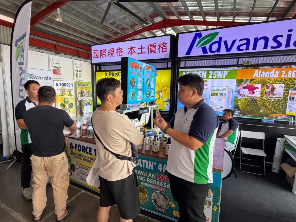 Farmers visiting the Advansia booth at AgTech 2026 in Raub, Pahang